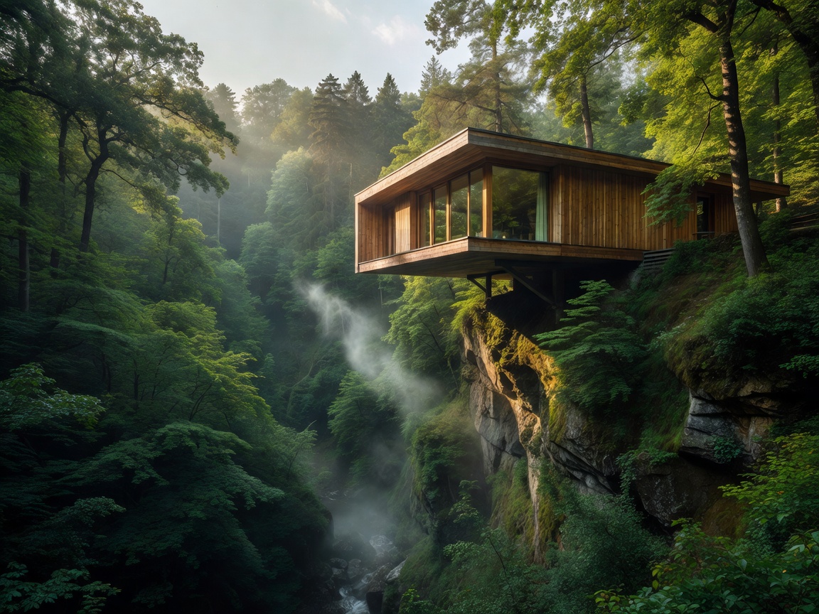 Tilia Cantilever House suspended gracefully over forest ravine